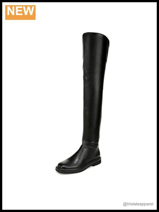 Shoes - Over the Knee Faux Leather Boots Side Zip Block Heel